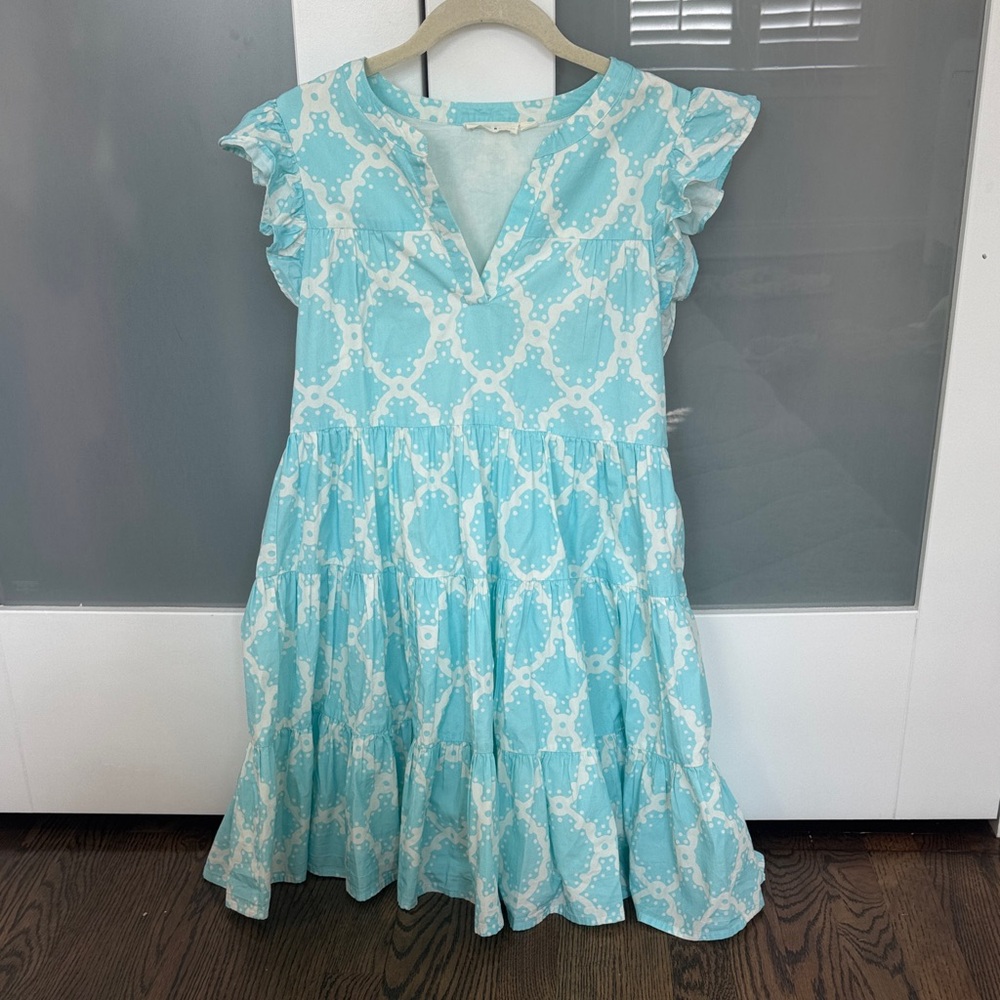 Roller Rabbit Aqua and White Kids Dress